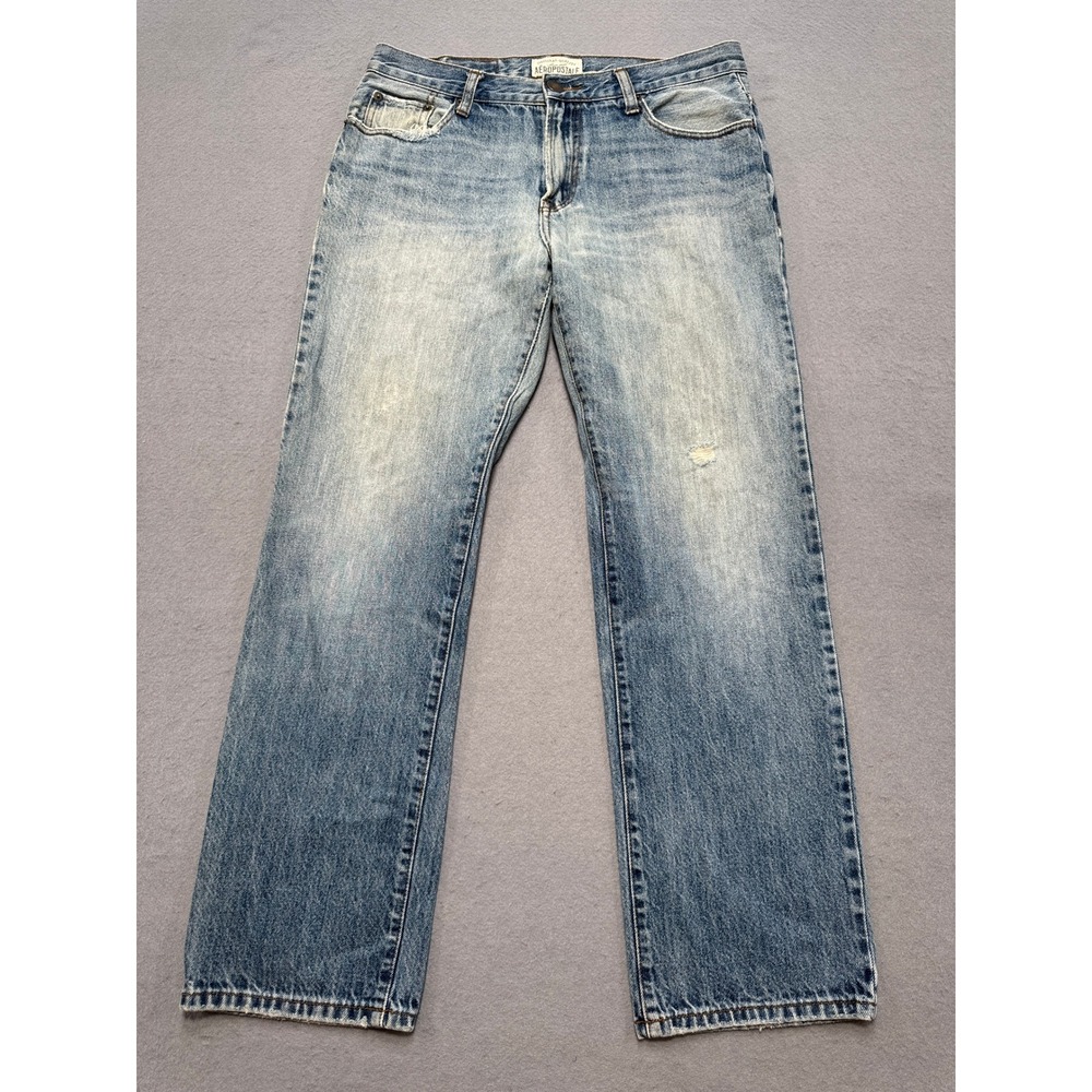 Y2K Aeropostale Essex Jeans Men's 33x32 Blue Light Wash Straight Leg Cotton